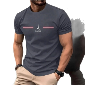T-shirt da uomo grigio scuro slim fit con stampa grafica bianca Parigi Torre Eiffel