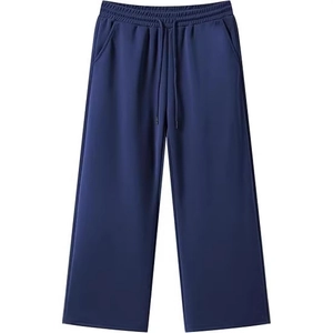 Pantaloni casual blu navy da uomo a gamba larga con coulisse elastica e tasche laterali