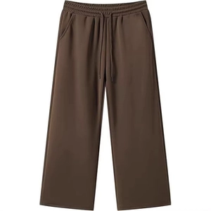 Pantaloni casual larghi da uomo in marrone scuro con coulisse ed elastico in vita