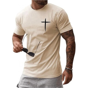 Heren Katoen Korte Mouw T-Shirt Kruis Grafische Print Ronde Hals Casual Streetwear Zomer Top Voor Mannen Ademend Zacht Tee