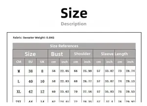 Men's polo sweater size guide with CM and Inch measurements for chest and shoulder width