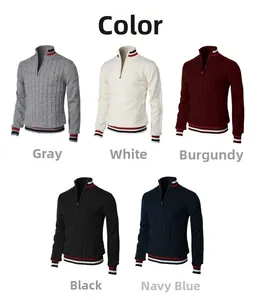 Vue détaillée de cinq couleurs pour pulls en maille torsadée avec rayures contrastées