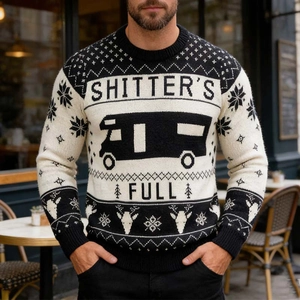 Men's Christmas RV knitted sweater with Shitter's Full jacquard pattern and snowflakes