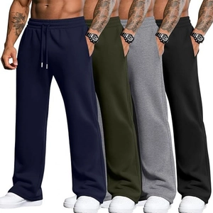 Lot de 4 pantalons de jogging pour hommes en bleu marine, olive, gris et noir avec cordon