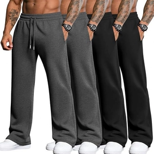 Lot de 4 pantalons de jogging pour hommes en gris foncé et noir avec cordon de serrage