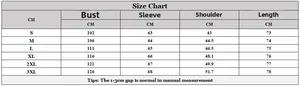 Size chart table for men's velvet blazer showing S-3XL measurements in centimeters