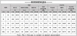 Guide des tailles pour ensemble chemise et pantalon rayé homme avec mesures en CM et INCH