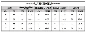 Detailed size chart for men crewneck color block sweater covering sizes S to XL