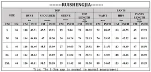 Detailed size chart for men's shirt and shorts set with CM and INCH measurements