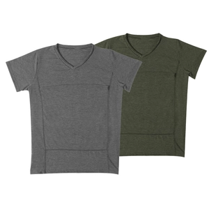 Set T-shirt da uomo con scollo a V per neonati in tessuto a maglia grigio e oliva