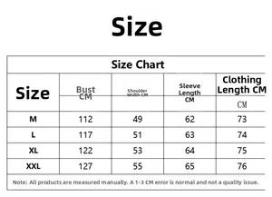 Tableau des tailles détaillé pour polo homme manches longues de M à XXL en CM