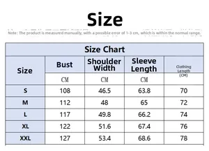 Detailed size chart for men's half-zip fleece sweatshirt from size S to XXL in CM