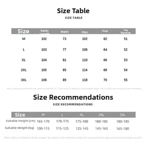 Detailed size chart for men's vintage straight trousers with measurements from M to 3XL