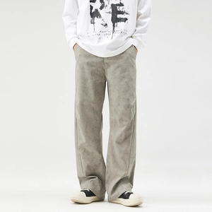 Ανδρικό Streetwear Χακί Καθημερινό Παντελόνι Ίσια Φαρδιά Γραμμή Βαμβακερό Υφή Πλυσίματος Άνετο Μακρύ Παντελόνι