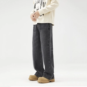 Herren Vintage weite Jeans in gewaschenem Anthrazitgrau im Retro-Streetwear-Stil