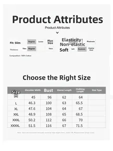 Detailed size chart for men denim jacket showing measurements from size M to 4XL in centimeters