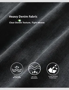 Close-up of heavy-duty black denim fabric showing detailed twill texture and tight weave
