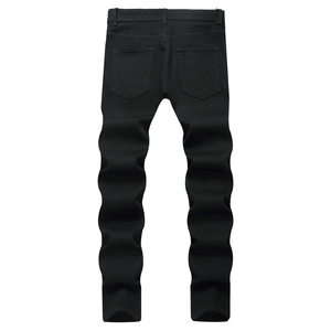 Jean slim noir gothique pour homme avec imprimé tête de mort et denim extensible, vue dos