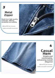 Close-up of metal zipper and hem detail on blue denim casual shorts for men