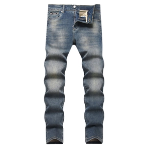 Retro Men's Slim Fit Jeans Vintage Washed Distressed Cotton Blend Stretch Denim Pants Casual Streetwear Style Men Trouser