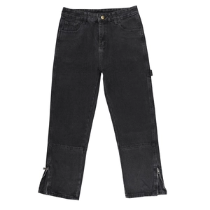 Pantalon cargo en denim noir pour hommes avec poches multiples et zips latéraux