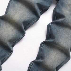 Men's slim-fit stretch denim jeans in nostalgic blue with vintage washed whiskers