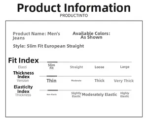 Detailed size chart and slim fit product specifications for men's denim shorts