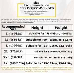 Size chart for men's denim jacket showing height and weight recommendations from S to 3XL