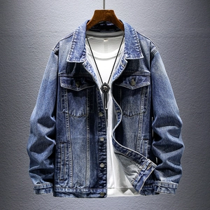 Men Denim Jacket Vintage Washed Cotton Blend Casual Outerwear Button Up Multi Pockets Fashion Coat For Daily Wear Men
