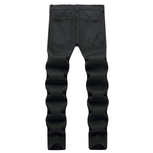 Jean noir slim pour homme de style urbain avec poches arrière et tissu en denim extensible