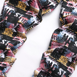 Men's fashion street style graffiti print elastic slim fit denim jeans pants with art