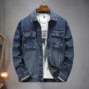 Veste en Jean pour Homme Hiver Doublée Polaire Bleu Délavé Rétro Revers Coupe Slim Streetwear Manteau Casual en Coton Chaud Épaissi