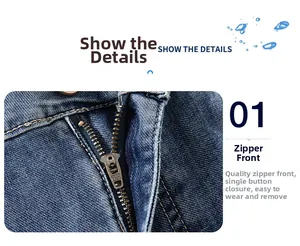 Detailed macro view of YKK metal zipper fly and button closure on blue denim jeans