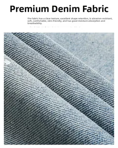 Makroaufnahme von hellblauem Denim-Stoff mit feiner Köperbindung und hoher Haltbarkeit