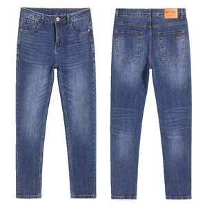 Jeans Slim Fit Stretch Bleu Rétro Pour Hommes Streetwear Denim Lavé Pantalon Jambe Droite Pour Mode Quotidienne Polyvalente Casual