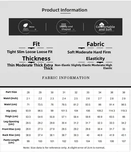 Tableau des tailles détaillé pour jeans déchirés homme avec mesures de hanches