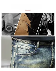 Detailed close-up of blue vintage denim waist with contrast stitching and metal rivets