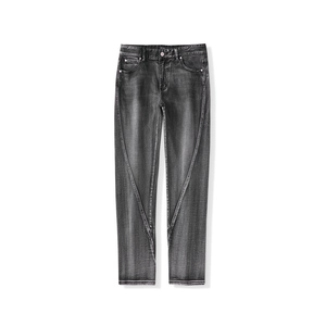 Schmal geschnittene graue Jeans mit bogenförmigen Nähten und geradem Beinverlauf für Herren