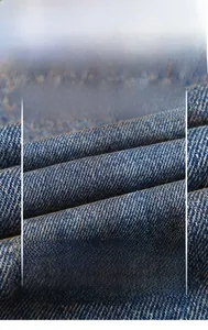 Nahaufnahme der blauen Denim-Struktur mit dicken strapazierfähigen Vintage-Fasern