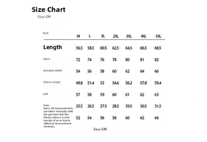 Tableau des tailles détaillé pour chemise cargo en coton pour hommes de la taille M à 5XL