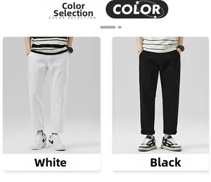 Vista dettagliata dei pantaloni casual dritti da uomo nei colori bianco e nero