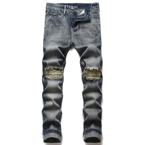 Herren Streetwear Gewaschene Distressed Jeans Gerade Beine Zerrissene Denim Hose Mit Fransen Löchern Für Den Alltag Baumwolle
