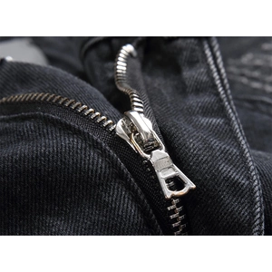 Jeans slim neri da uomo in denim elasticizzato con dettaglio zip in metallo di qualità