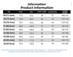 Size chart table for denim shorts showing waist, hips, length and weight in centimeters