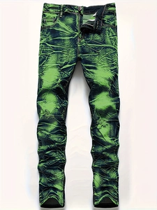 Jean slim pour homme avec fini denim contrasté noir et vert et détails usés à la mode