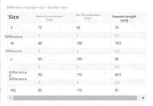 Detailed size guide for vintage flared jeans with measurements from S to XXL sizes