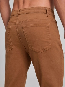 Men's retro brown flare jeans with slim fit design and classic back pocket detail