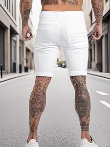 Short décontracté blanc pour homme coupe ajustée avec ourlet revers style urbain chic