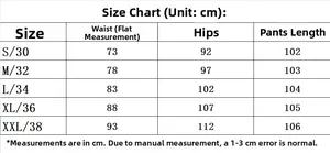 Tableau des tailles détaillé pour jeans homme élastiques avec mesures de hanches