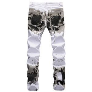 Jean slim droit pour homme avec imprimé camouflage blanc et poches arrière